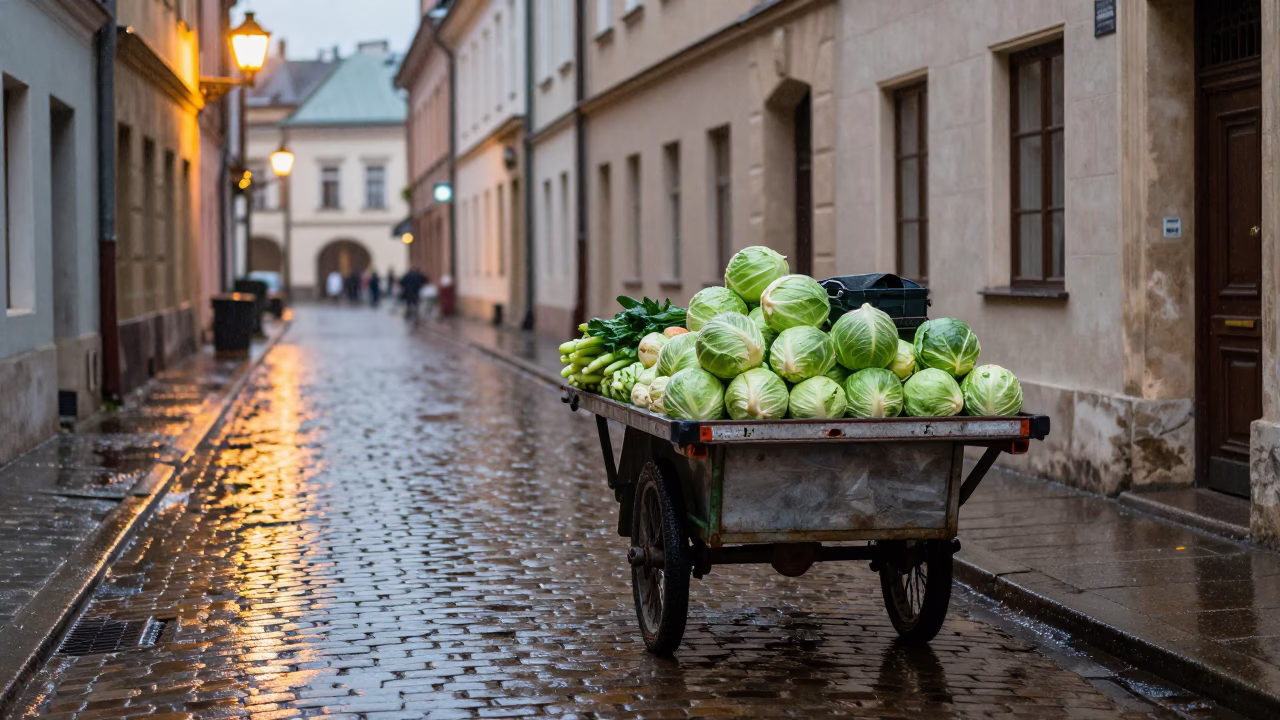 Vegetable Cart in Krakow in in Krakow, Poland