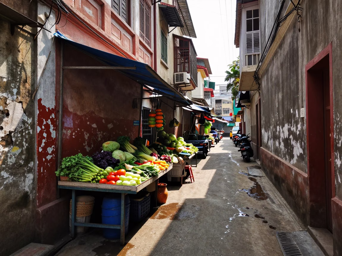 Vegetable Stall in Phnom Penh in in Phnom Penh, Cambodia