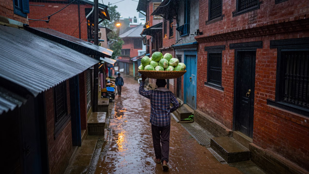 Vegetable Vendor in Kathmandu in in Kathmandu, Nepal