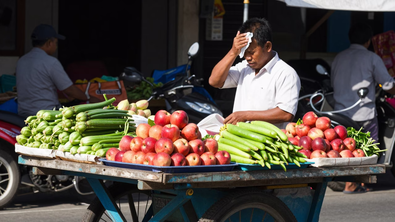 Vegetables in Denpasar at Noon Light in in Denpasar, Indonesia