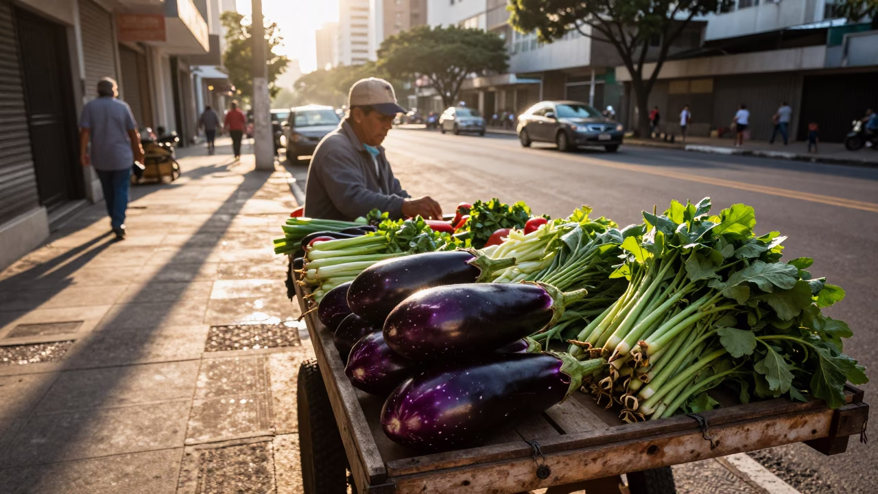 Vegetables just after sunrise in São Paulo in in São Paulo, Brazil