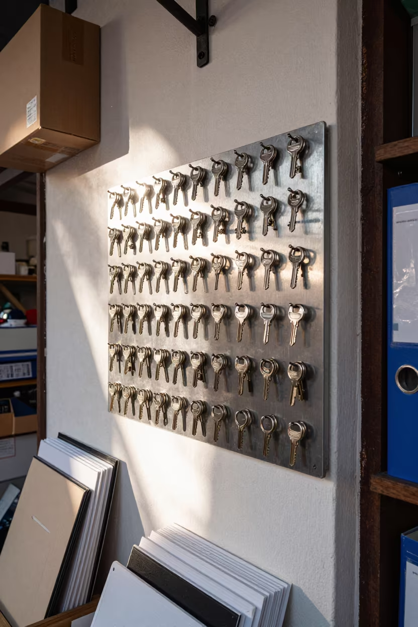 Vending Key Ring Board in Guadalajara Workshop in inside a goldsmith workshop behind the market lane in Guadalajara
