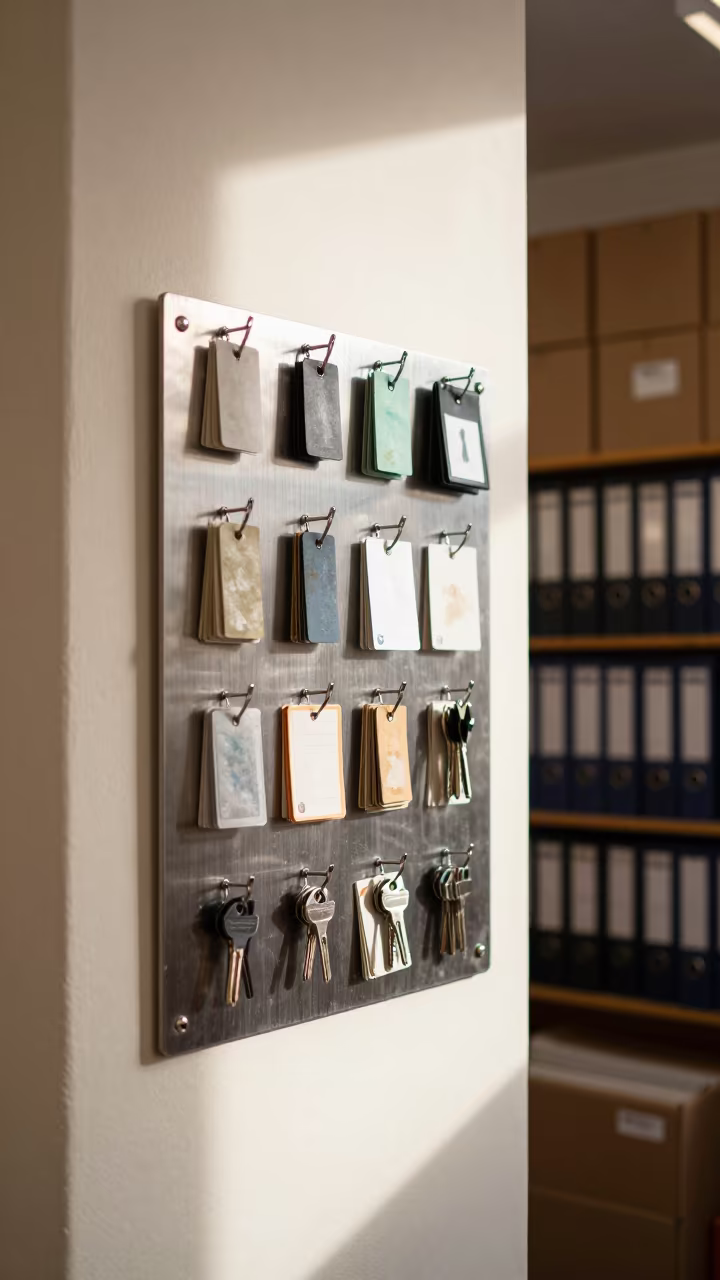 Vending Key Ring Board Office Breakroom in inside a goldsmith workshop behind the market lane near Brampton