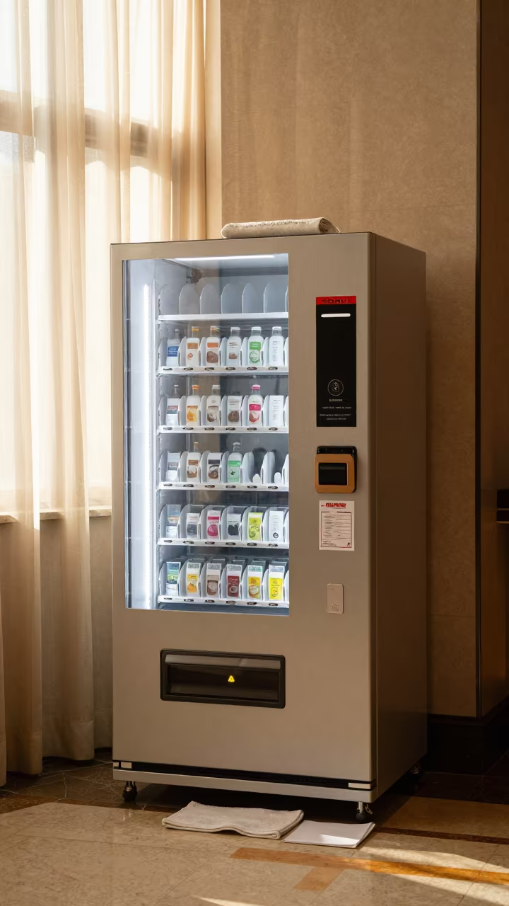 Vending Refund Box in Nanchang Hotel Lobby in inside a hotel lobby in Nanchang