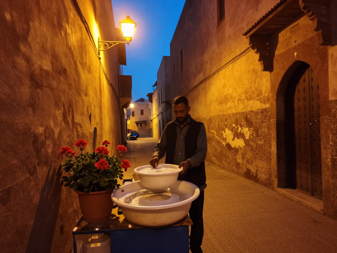 Vendor after dark in Casablanca in in Casablanca, Morocco