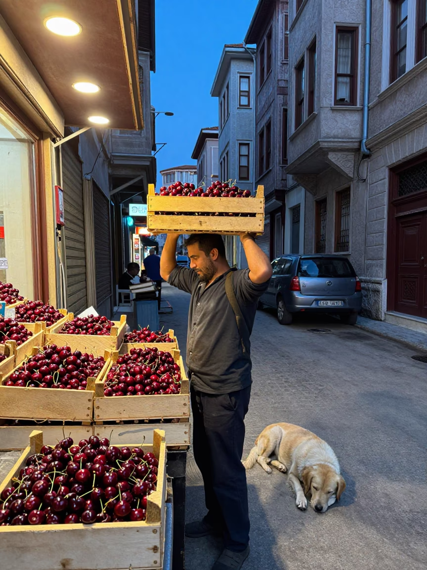 Vendor after dark in Istanbul in in Istanbul, Turkey