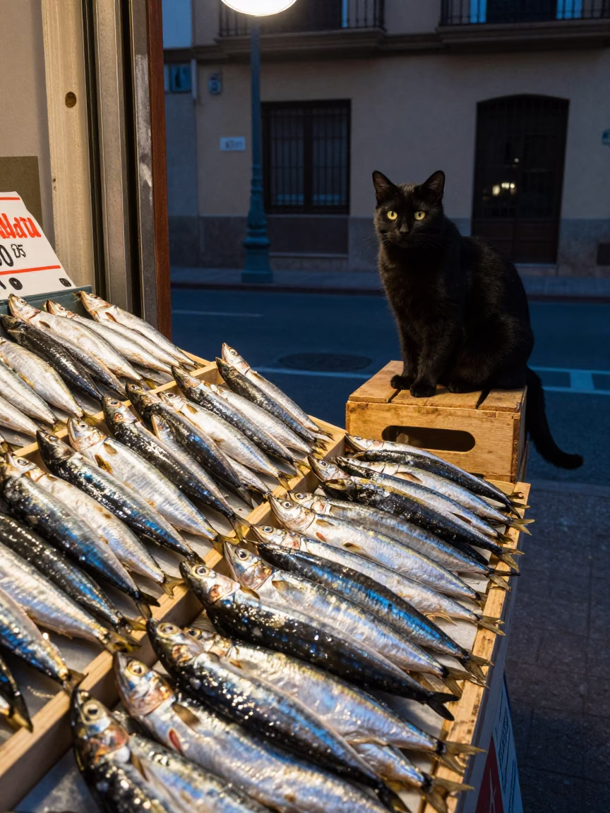 Vendor after dark in Valencia in in Valencia, Spain