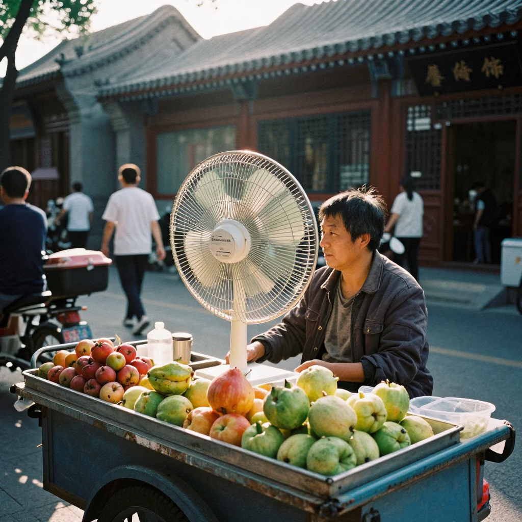 Vendor Afternoon at The Early Afternoon Light in Beijing in in Beijing, China