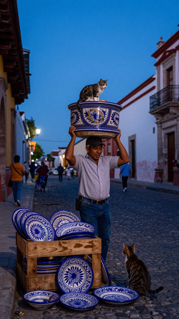 Vendor at Blue Hour in Merida in in Merida, Mexico