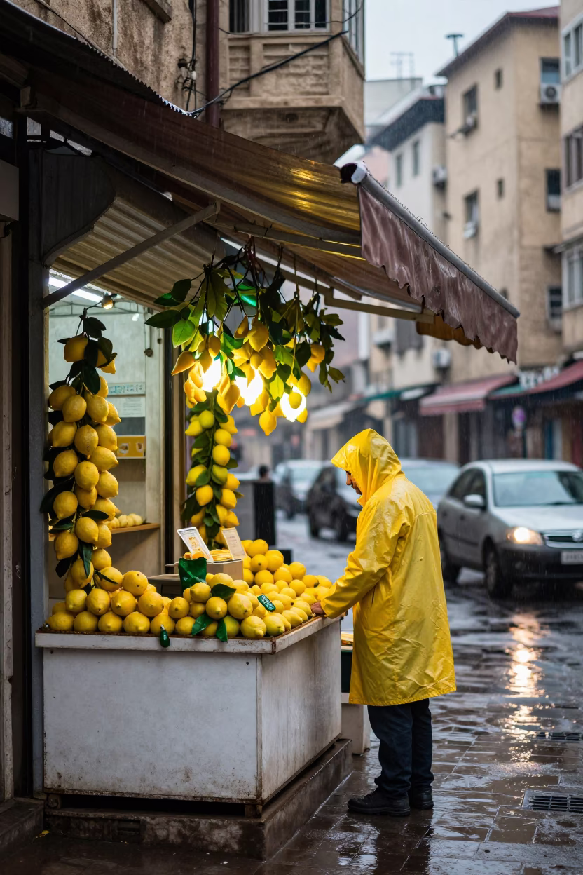 Vendor at Dusk Light in in Beirut, Lebanon