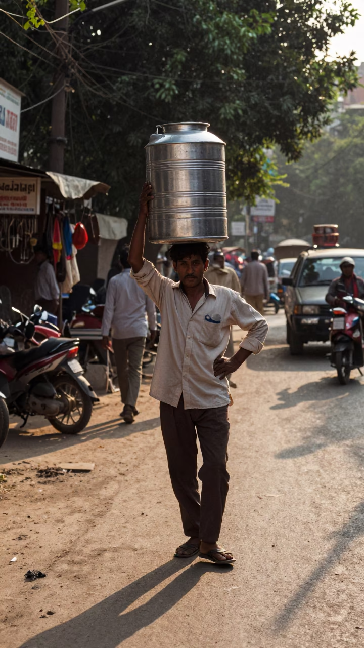 Vendor at Evening Light in in Delhi, India