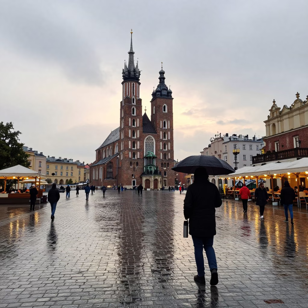 Vendor at First Light in Krakow in in Krakow, Poland