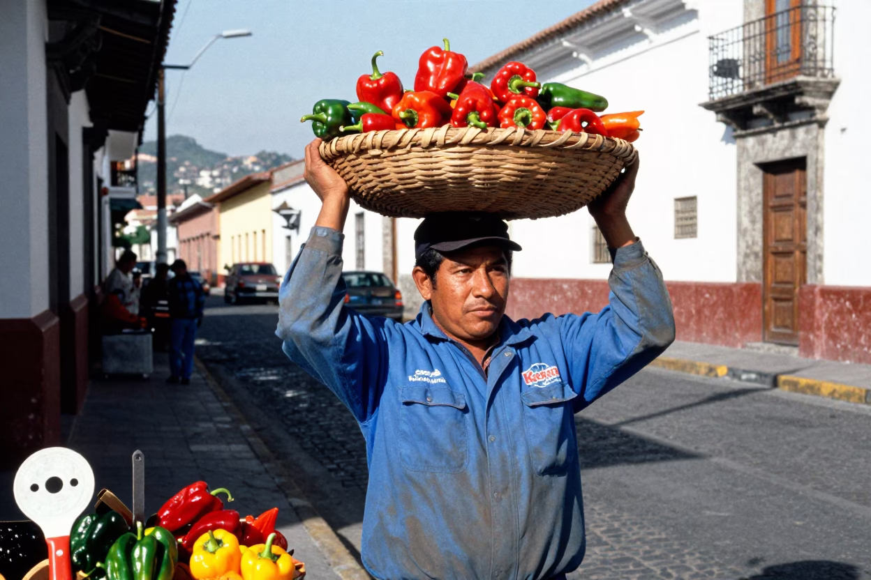 Vendor at Noon Light in Quito in in Quito, Ecuador