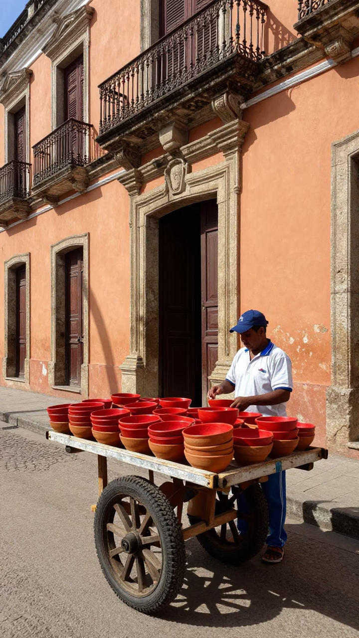 Vendor at Noon Light in in Salvador, Brazil