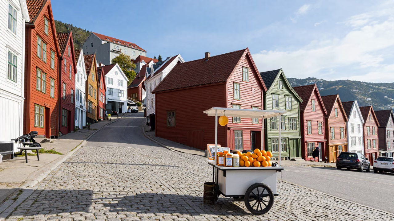 Vendor Cart in Bergen in in Bergen, Norway