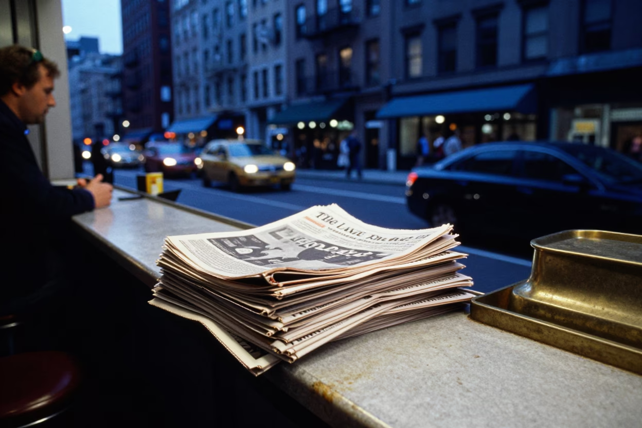 Vendor City at The Last Blue Light Of Evening in New York in in New York, New York, United States