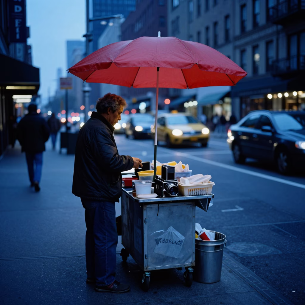 Vendor Cluster at Blue Hour in New York in in New York, New York, United States