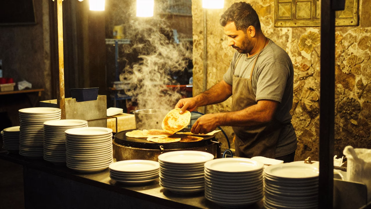 Vendor Cooking in Alexandria at Late At Night Light in in Alexandria, Egypt