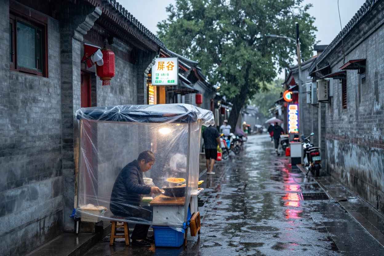 Vendor Cooking in Beijing in in Beijing, China