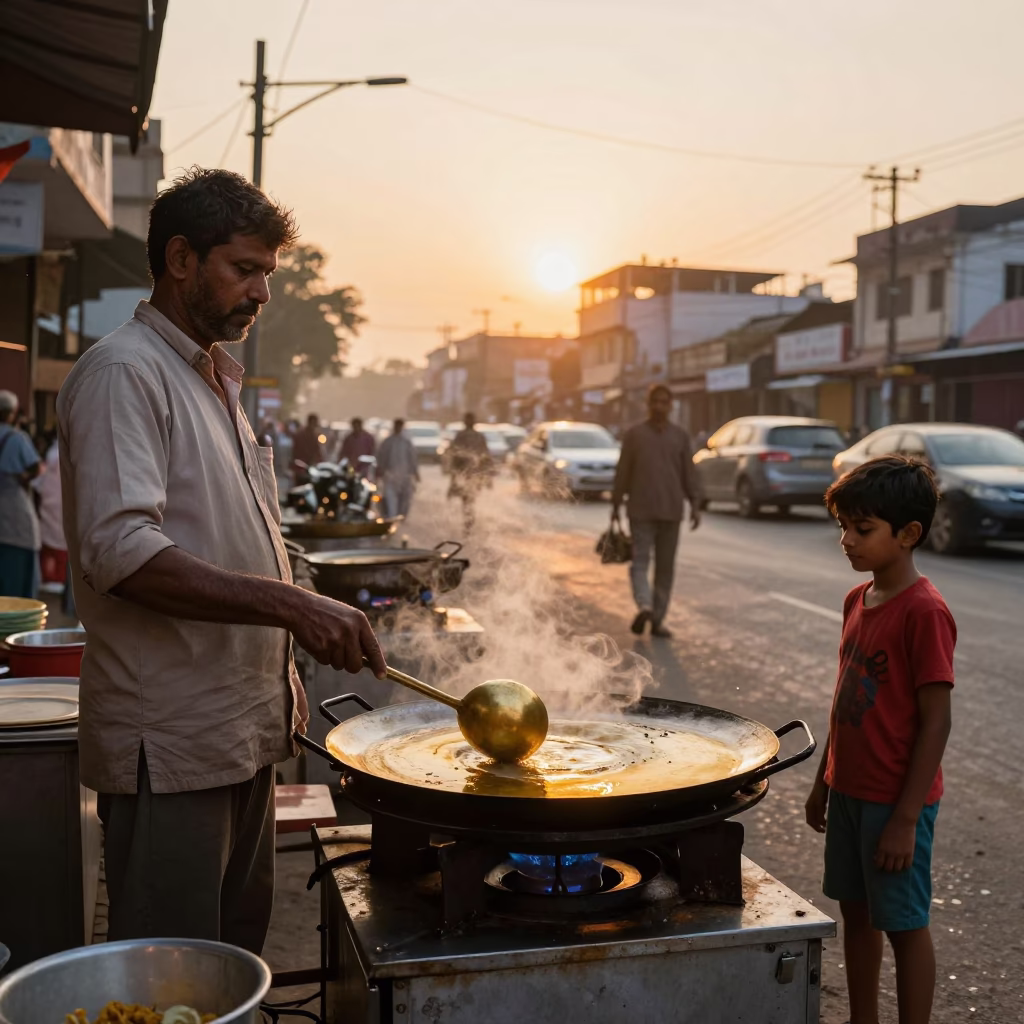 Vendor Cooking in Delhi in in Delhi, India