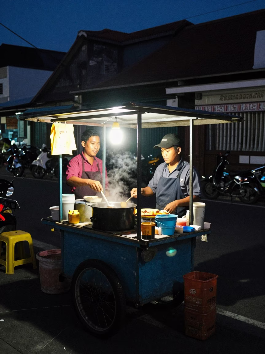 Vendor Cooking in Denpasar in in Denpasar, Indonesia