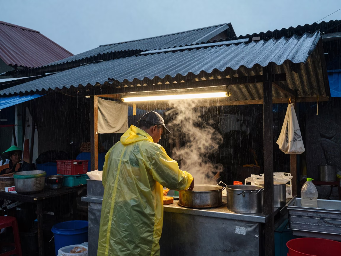 Vendor Cooking in Denpasar in in Denpasar, Indonesia