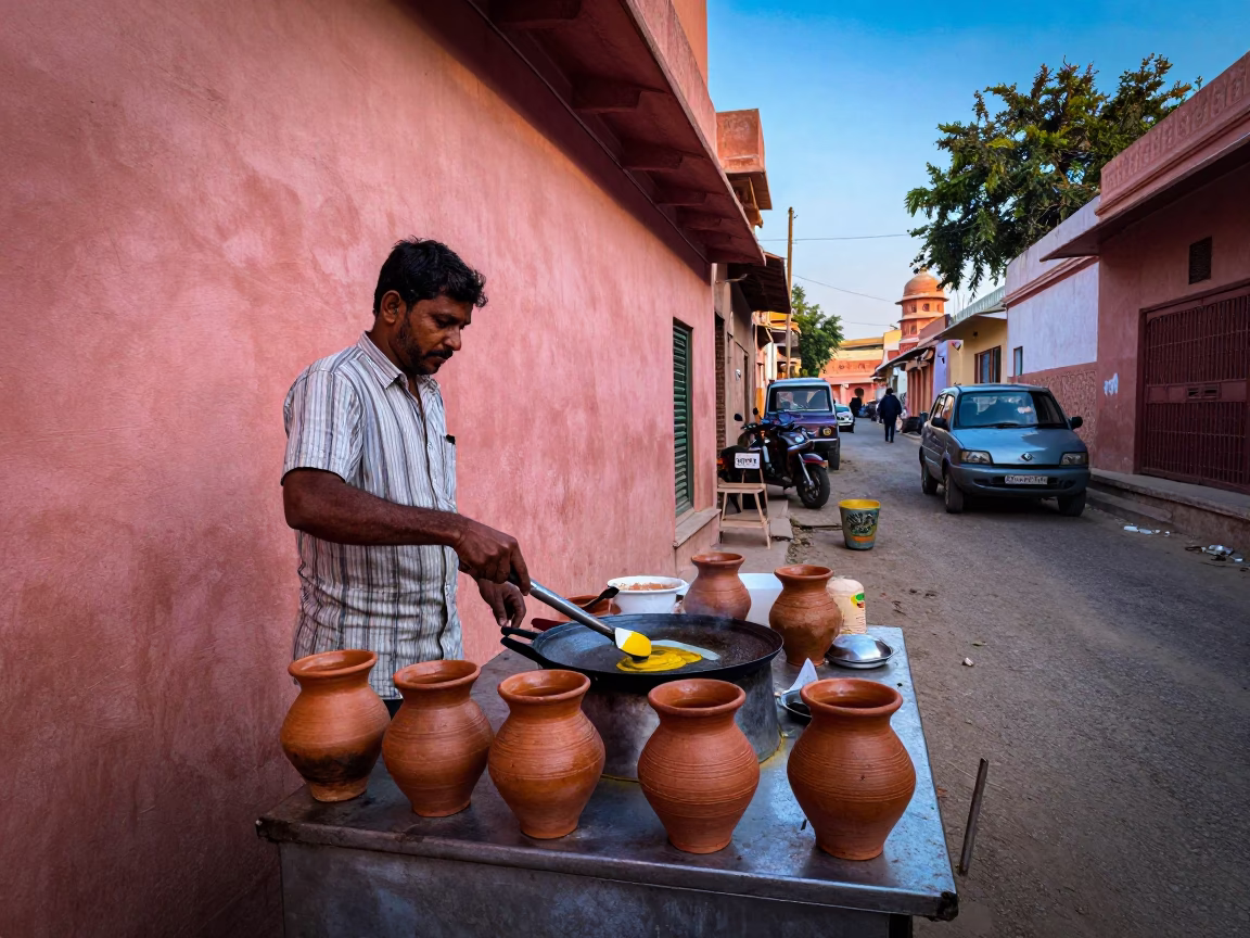 Vendor Cooking in Jaipur in in Jaipur, India