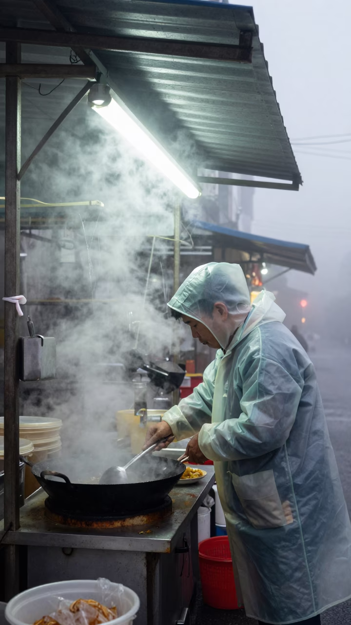 Vendor Cooking in Kaohsiung in in Kaohsiung, Taiwan