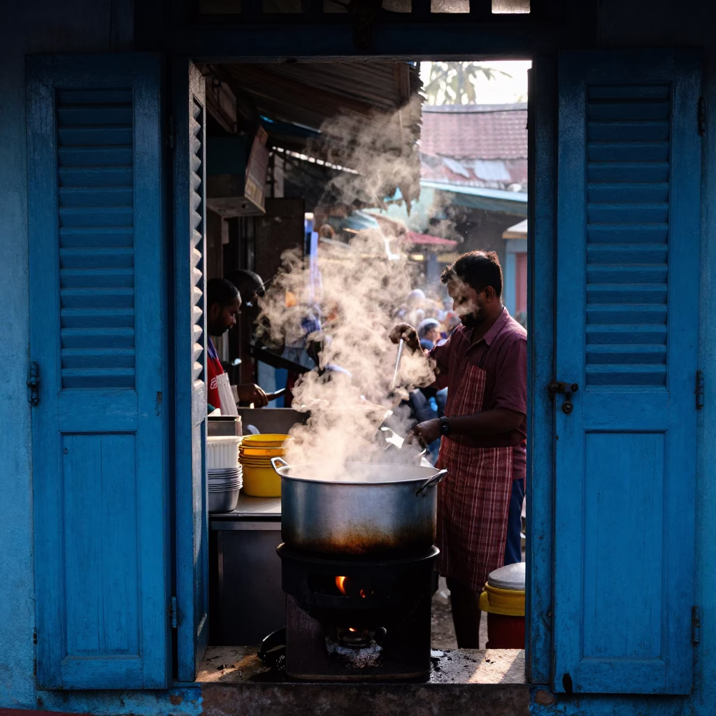 Vendor Cooking in Kochi in in Kochi, India