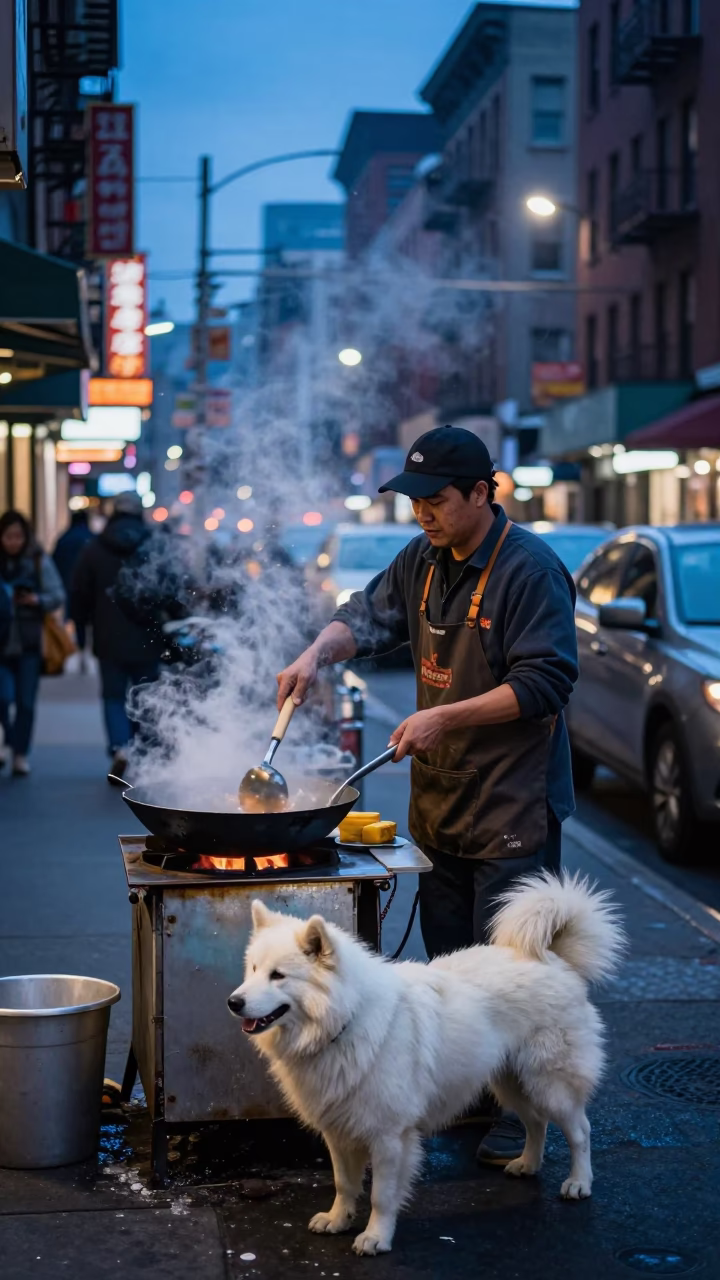 Vendor Cooking in New York in in New York, New York, United States