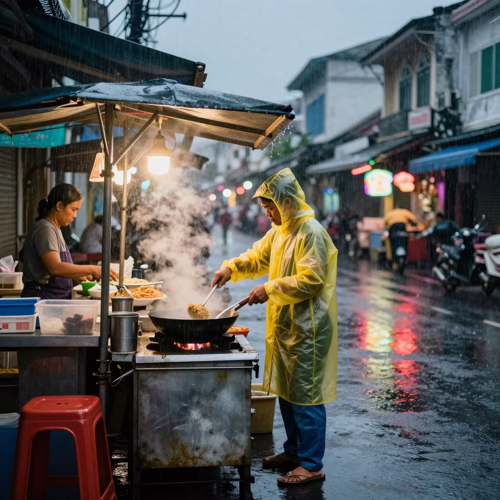 Vendor Cooking in Phuket in in Phuket, Thailand