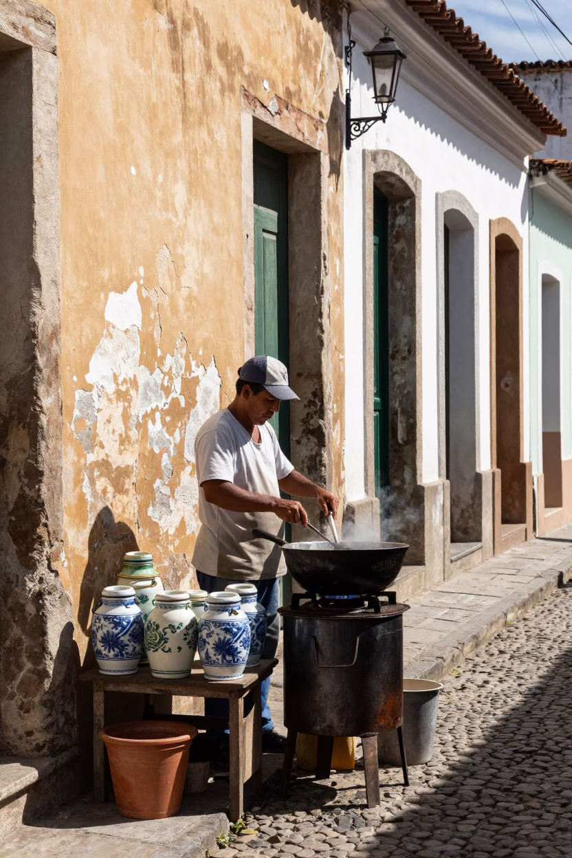 Vendor Cooking in Salvador in in Salvador, Brazil