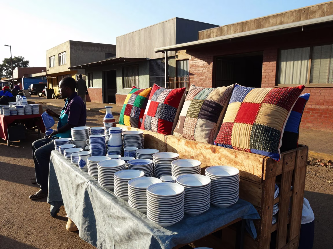 Vendor Display in Johannesburg at The Early Afternoon Light in in Johannesburg, South Africa