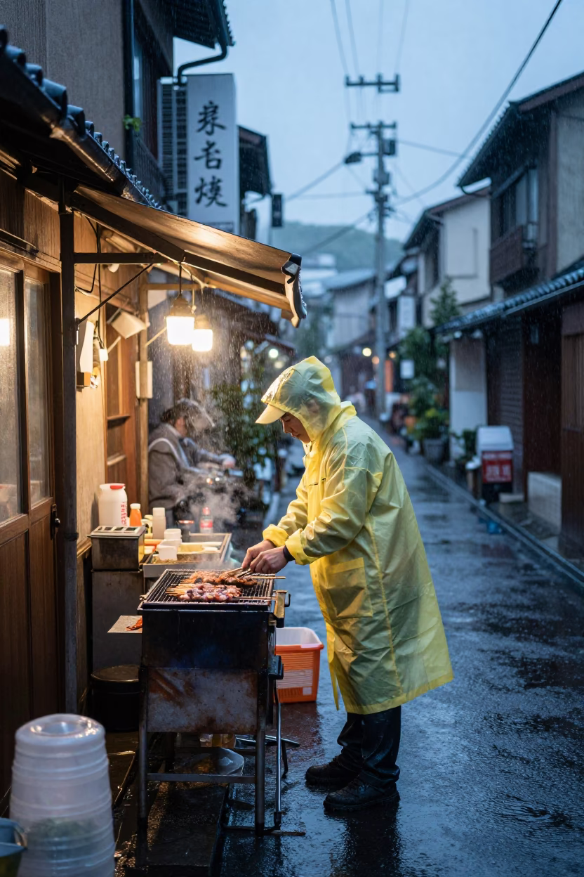 Vendor Grilling in Tokyo in in Tokyo, Japan