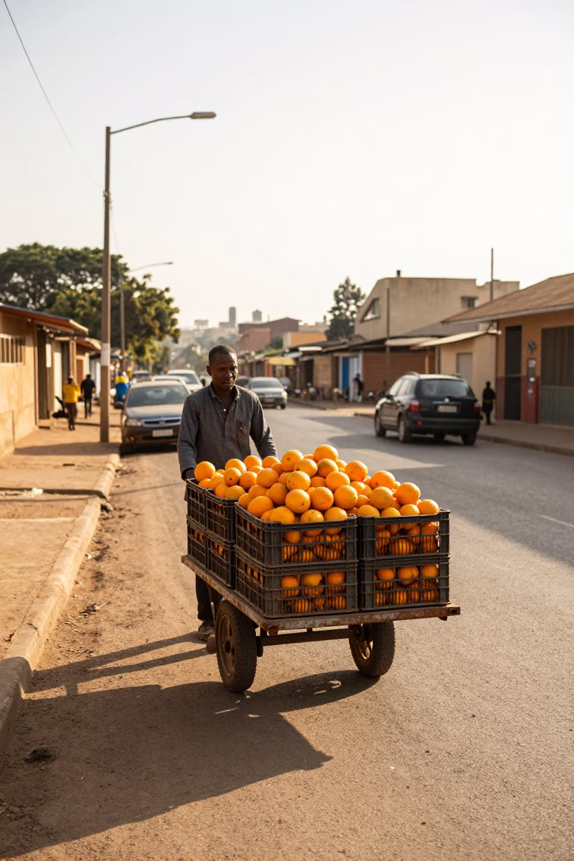 Vendor in Johannesburg at Evening Light in in Johannesburg, South Africa