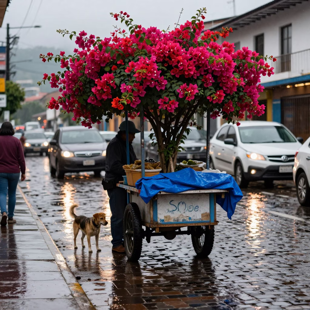 Vendor in Medellin at First Light in in Medellin, Colombia