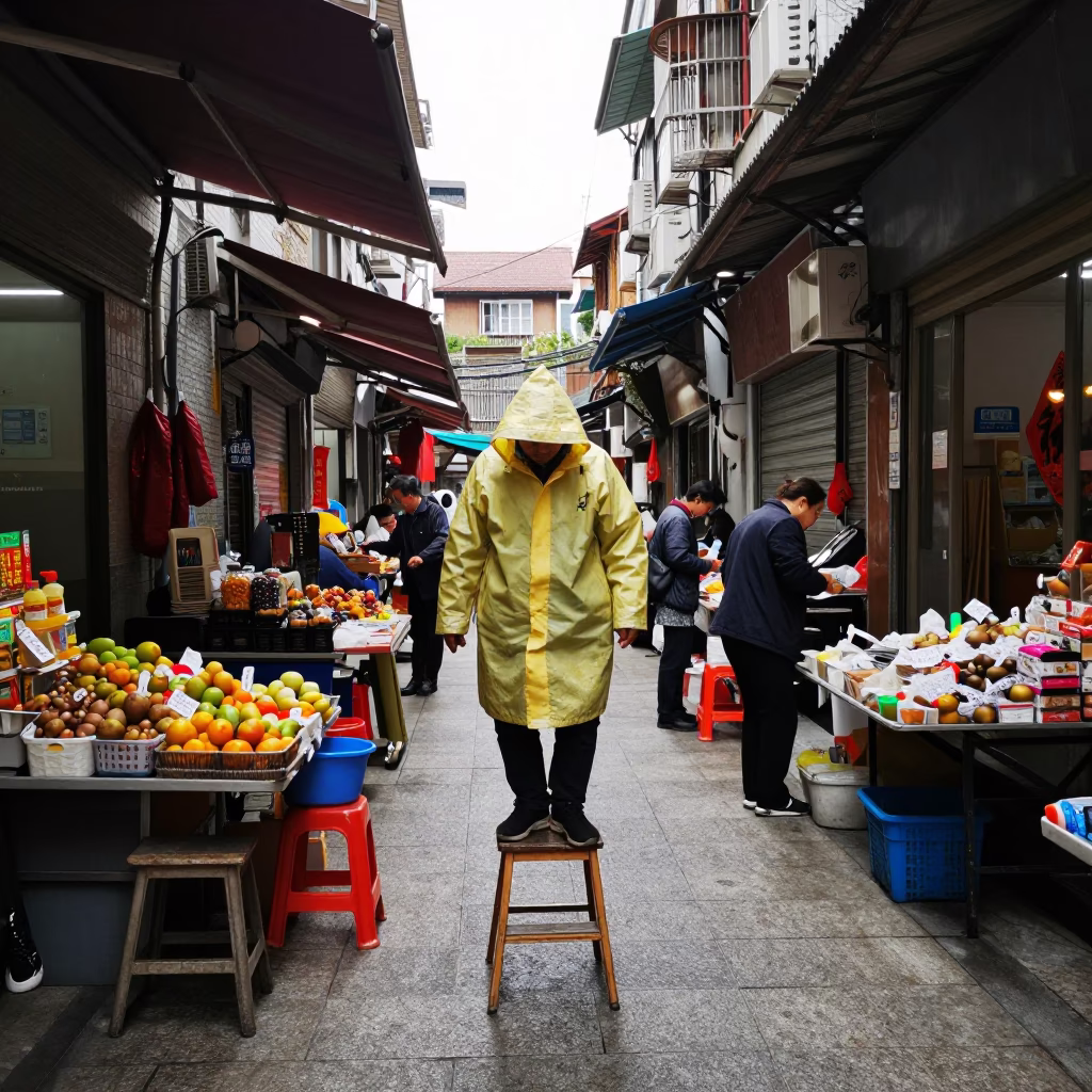 Vendor in Shanghai at Midday Light in in Shanghai, China
