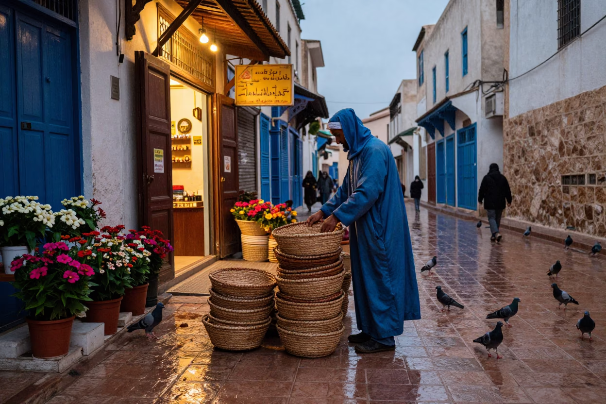 Vendor in Tunis at Dusk Light in in Tunis, Tunisia