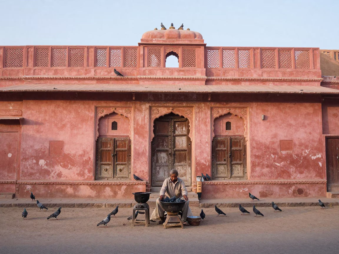 Vendor just after sunrise in Jaipur in in Jaipur, India