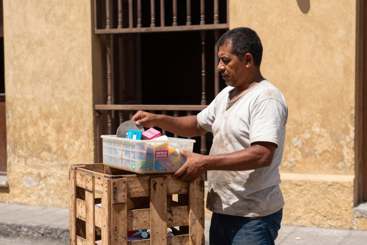 Vendor Midday in Cartagena at Midday Light in in Cartagena, Colombia