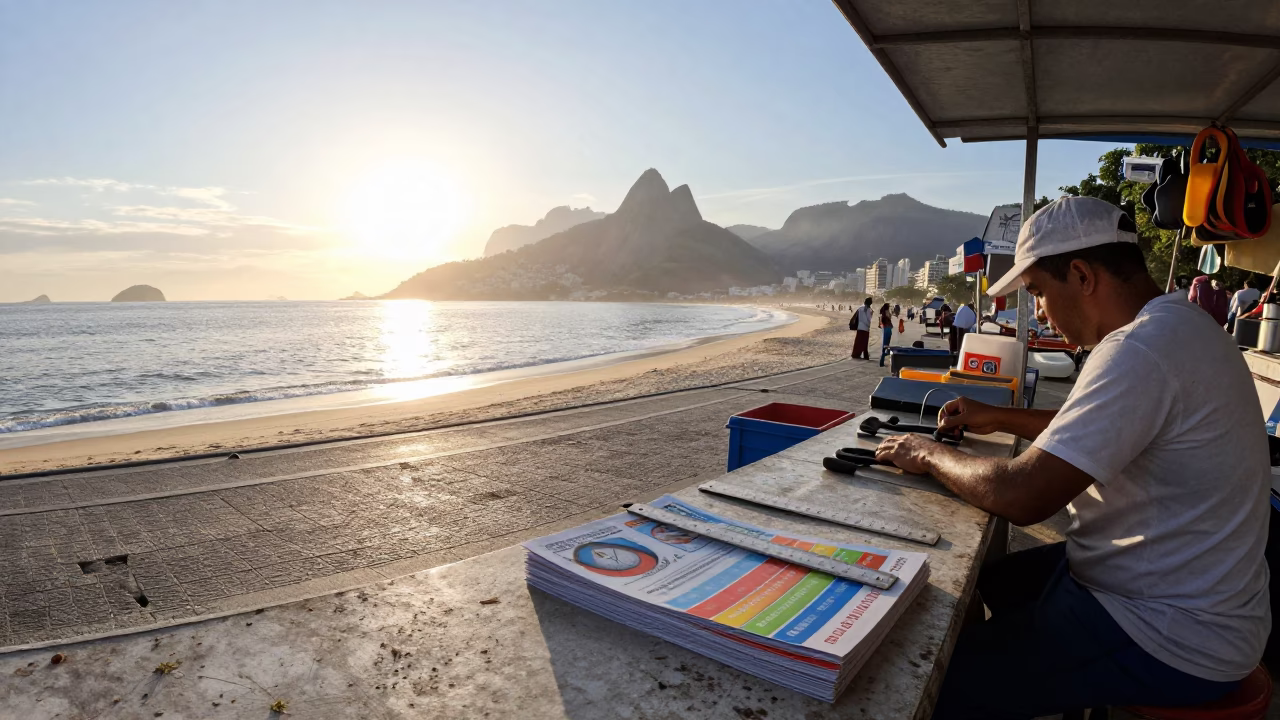 Vendor Morning just after sunrise in Rio De Janeiro in in Rio de Janeiro, Brazil