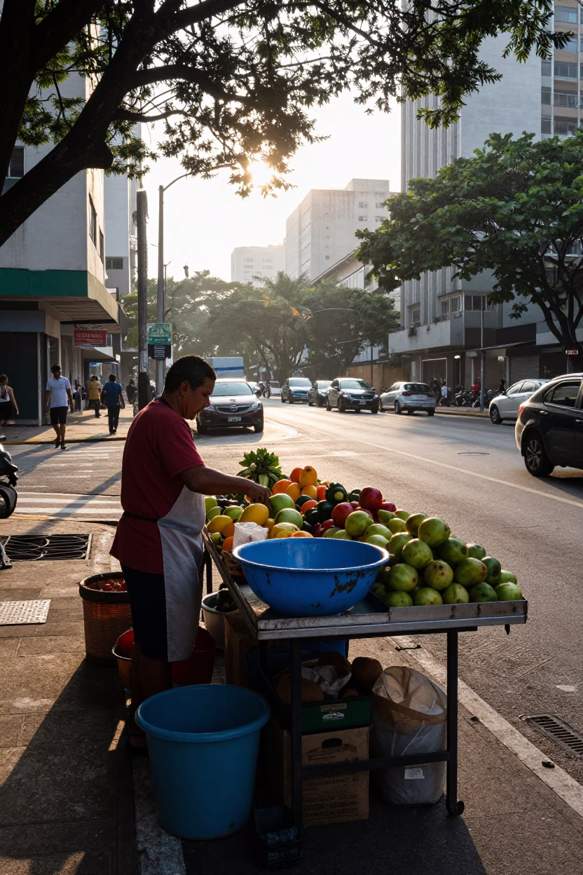 Vendor Morning just after sunrise in São Paulo in in São Paulo, Brazil