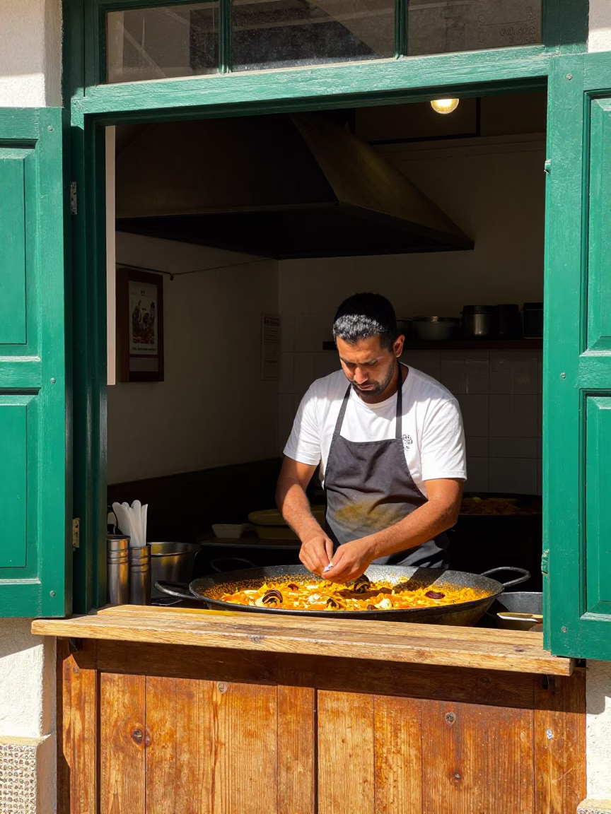 Vendor Pausing in Valencia in in Valencia, Spain