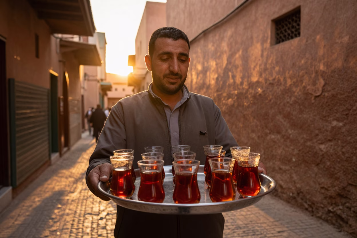 Vendor's Tray in Marrakech in in Marrakech, Morocco