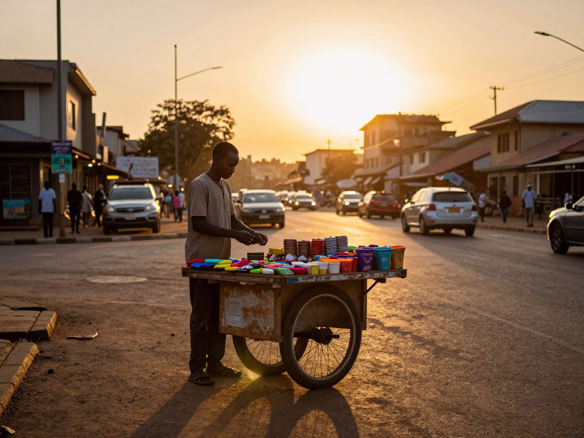 Vendor Scene at Sunset Light in Nairobi in in Nairobi, Kenya