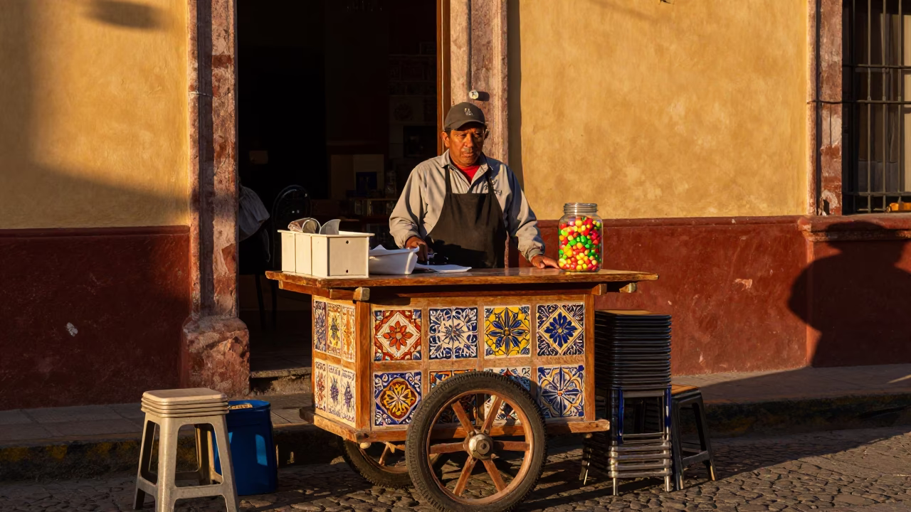 Vendor Scene in Guadalajara at Honeyed Evening Light in in Guadalajara, Mexico
