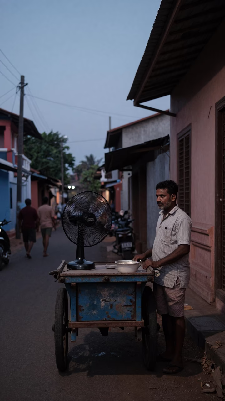Vendor Scene in Kochi at The Still Hours Before Dawn Light in in Kochi, India
