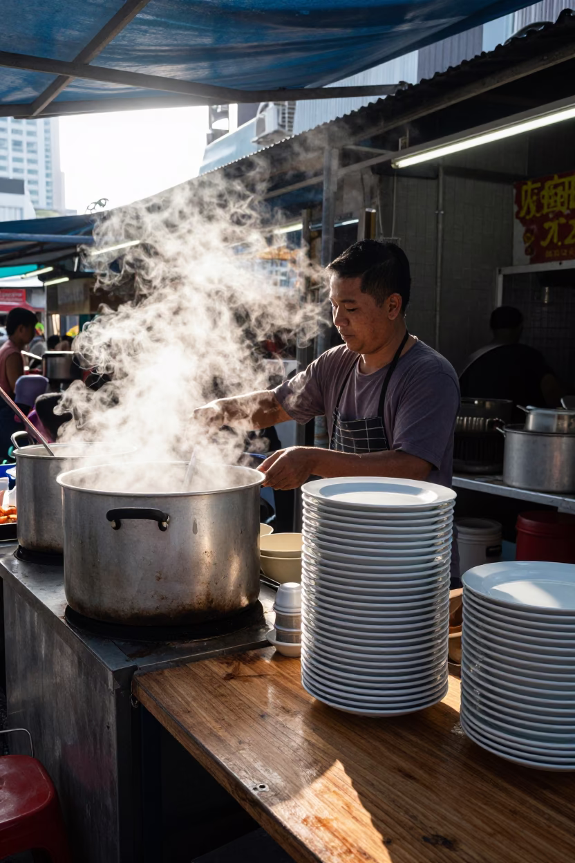 Vendor Scene in Kuala Lumpur at Midday Light in in Kuala Lumpur, Malaysia