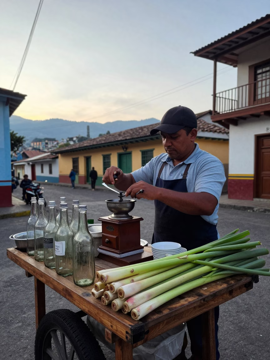Vendor Scene in Medellin at The Early Morning Light in in Medellin, Colombia