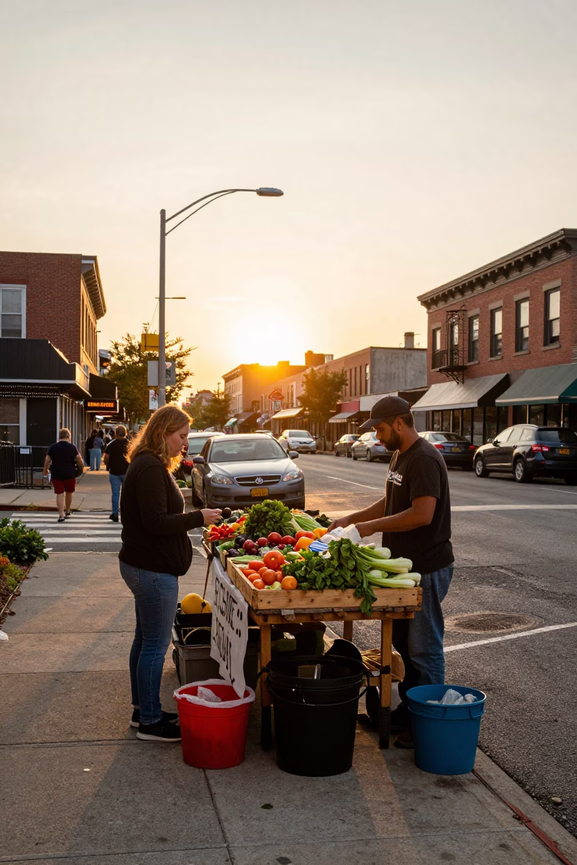 Vendor Scene in Philadelphia at Golden Hour in in Philadelphia, Pennsylvania, United States